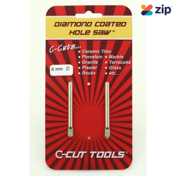 C-CUT TOOLS DCHS6D - 6mm 2 Pack Diamond Coated Hole Saw